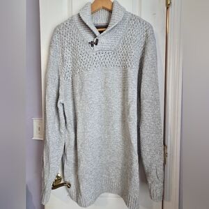 Men's Gray Knit Sweater with Shawl Collar